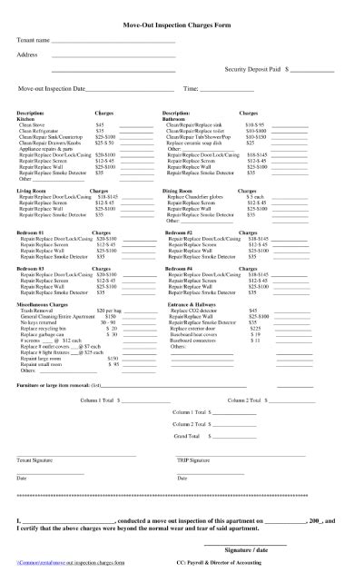 Tenant Check Out Form 10 Examples Format Pdf