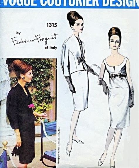1960s Stunning Evening Cocktail Party Dress And Jacket Pattern Federico Forquet Vogue 1315