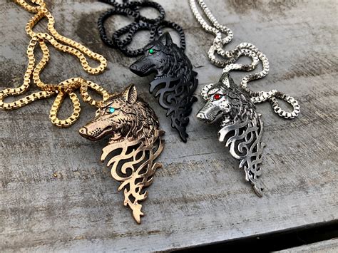 Wolf Necklace Celtic Viking Necklace T For Men Women Wolf Etsy