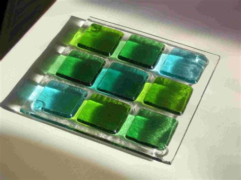 Fused Glass Coasters Greens