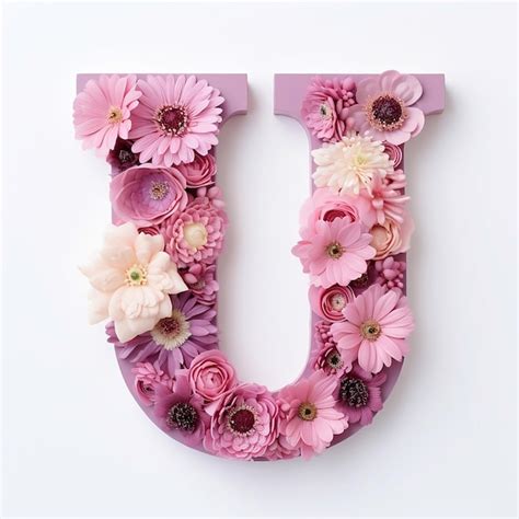 Premium Ai Image Floral Letter U
