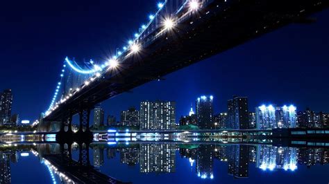 Late Night City Bridge View Hd Wallpaper