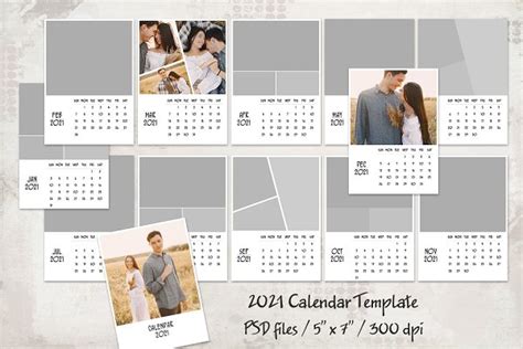 The blank and generic calendars are easy to edit or customize for your 2021 events. 2021 Calendar Template | Creative Photoshop Templates ...