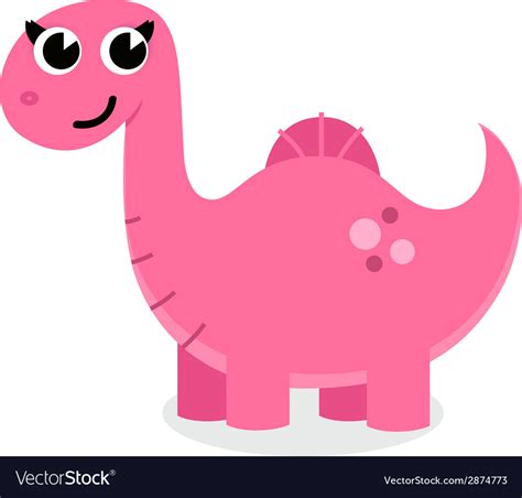 Cute Pink Dinosaurus Isolated On White Royalty Free Vector