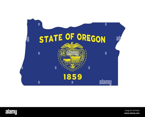 Oregon Or State Flag In Map Shape Outline Simplified Usa Vector