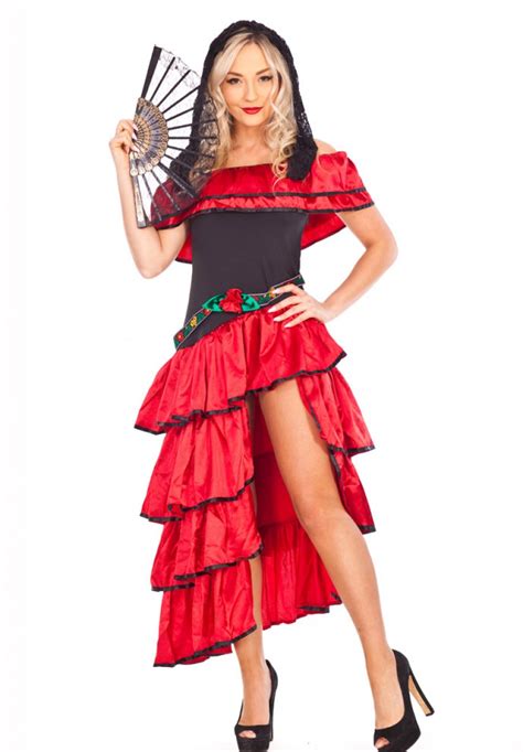 Ladies Spainish Flamenco Fancy Dress Spainish Costume Global