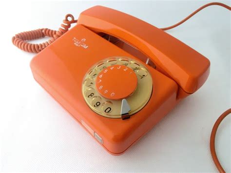 Vintage Orange Rotary Telephone Etsy Vintage Telephone Orange