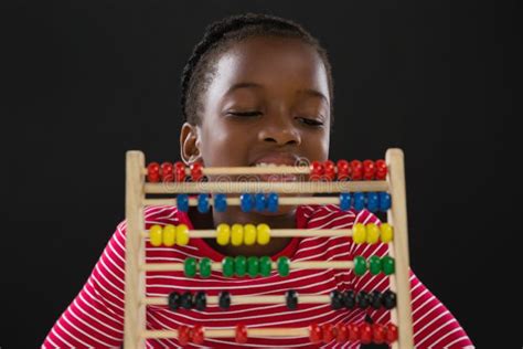 Cute Little Girl Counting On Abacus Stock Image Image Of Childhood