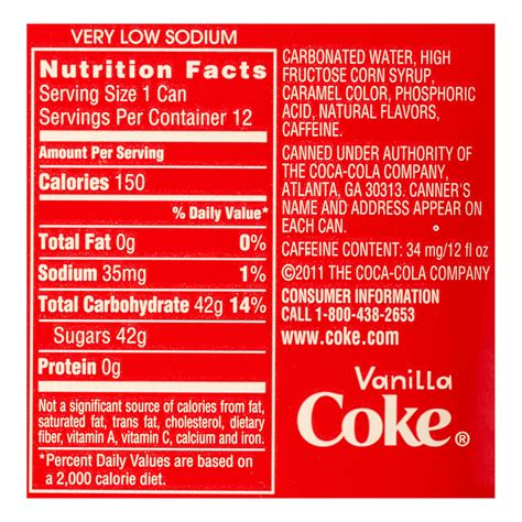 Coke Nutrition Facts Label