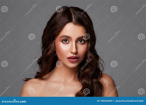 Portrait Of Beautiful Young Girl With Big Brown Eyes Stock Image