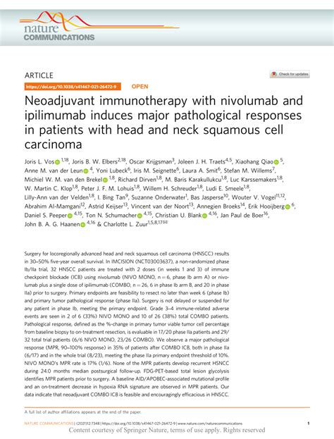 Pdf Neoadjuvant Immunotherapy With Nivolumab And Ipilimumab Induces