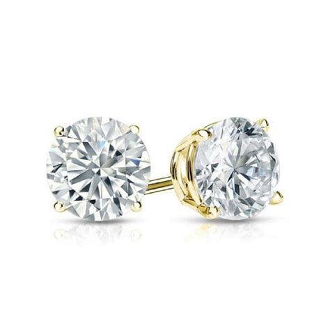 12 Ct Diamond Stud Earrings 14k Yellow Gold Finish Women Men Diamond