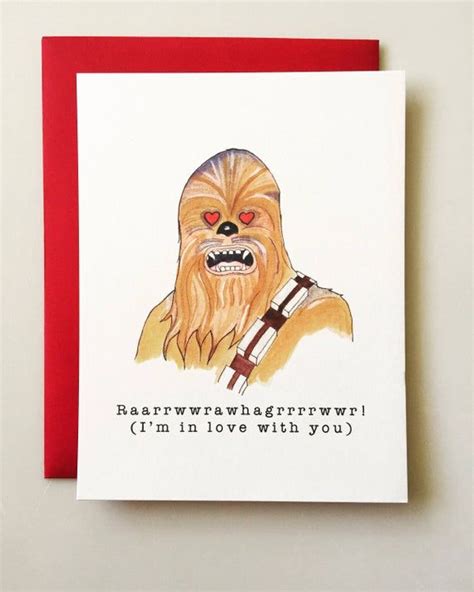 Chewbacca Valentines Day Card Star Wars Valentine Funny Etsy Star