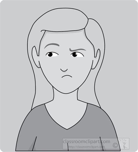 Facial Expressions Clipart Confusedfemalefacialexpression9gray