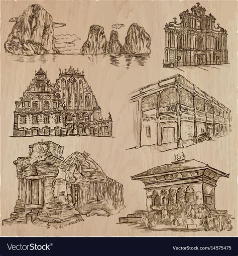 Architecture An Hand Drawn Pack Collection Vector Image