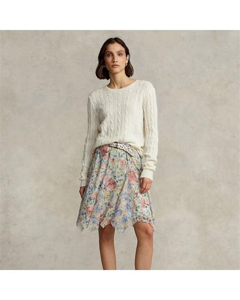 Ralph Lauren Floral Georgette Handkerchief Skirt Lyst