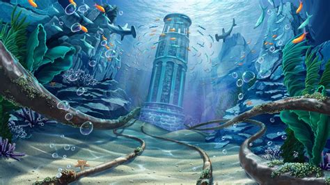 Underwater World Castle Illustration Underwater World Castle Drawing