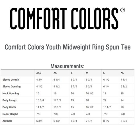 √ Comfort Colors Kids Size Chart Buy 54 Oz Ringspun Garment Dyed T