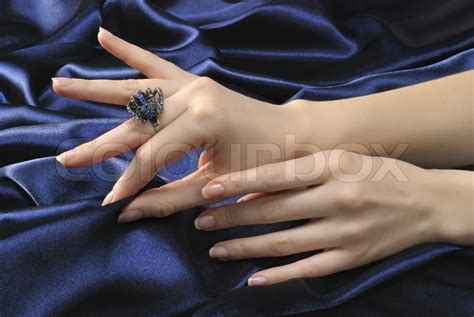 Close Up Womans Hands With Ring On Stock Image Colourbox