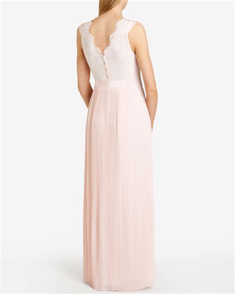 Lyst Ted Baker Bai Reversible Pleated Maxi Dress In Natural