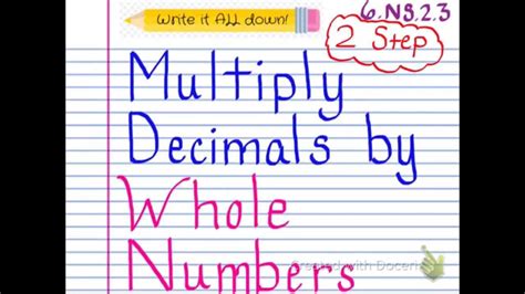 2 Step Multiply Decimals And Whole Numbers Youtube