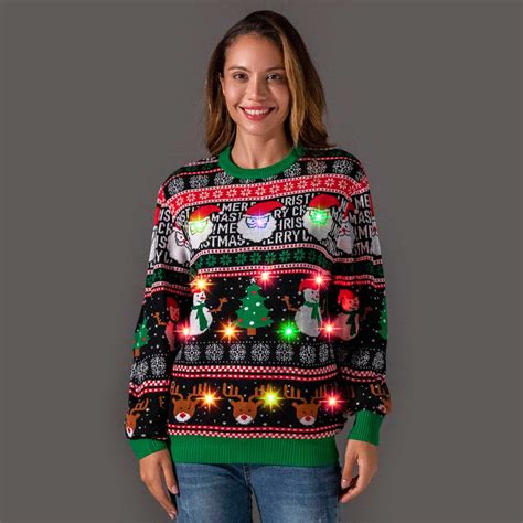 Festive Brights Women's LED Ugly Christmas Sweater