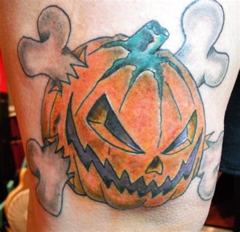 Evil Pumpkin Tattoo Closeup Image Pumpkin Tattoo Halloween Tattoos