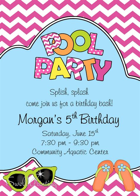 Pool Party Invitation Pool Birthday Invitation Swimming Etsy