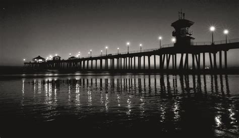 Huntington Beach Pier California Black And White Photography Etsy