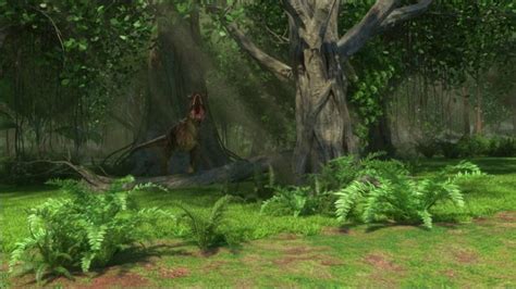 An Artists Rendering Of A Dinosaur In The Forest