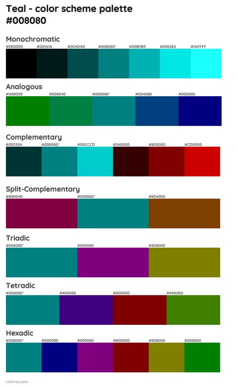 Teal Color Palettes And Color Scheme Combinations