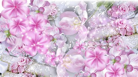 Flower Wallpaper With Glitter