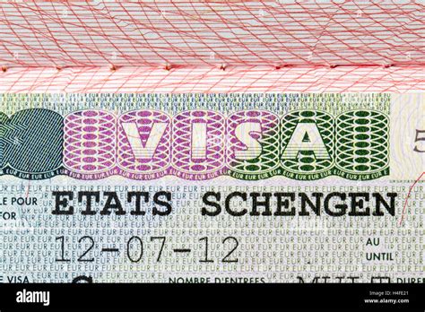 Schengen Visa Stamp Oin Passport Stock Photo Alamy