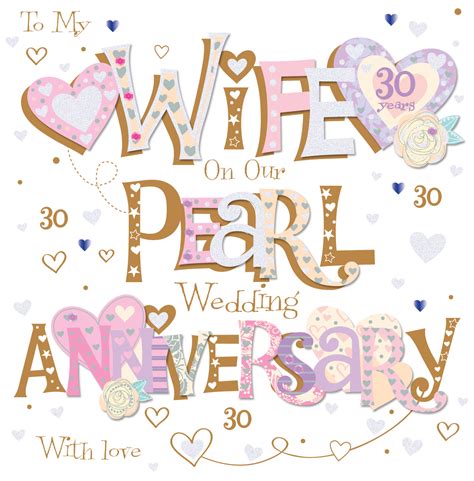 Wife Pearl 30th Wedding Anniversary Greeting Card 8 Square Handmade