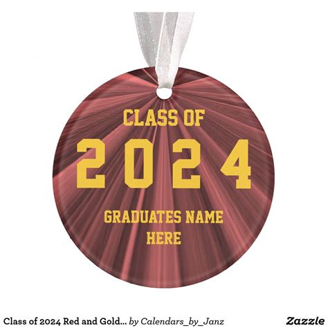 Class Of 2024 Red And Gold Ornament By Janz Gold