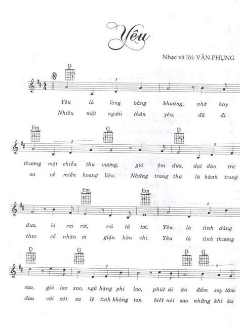 Sheet Nhạc Yêu Song Lyric Sheet Chordsvip