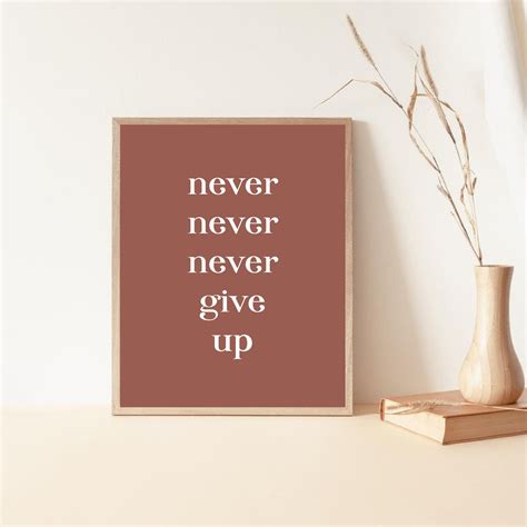 Never Give Up Printable Quote Poster Motivational Quote Print Music