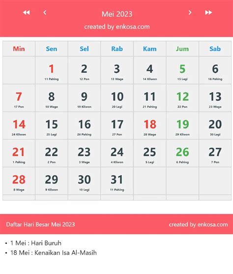 Kalender Bulan Mei 2023 Lengkap Dengan Hari Libur Nasional Situs