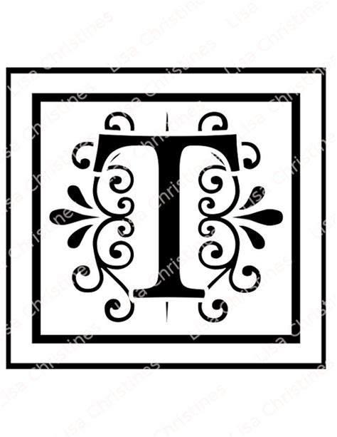 Ornamental Monogram Letter T Digital Image Instant Download Etsy