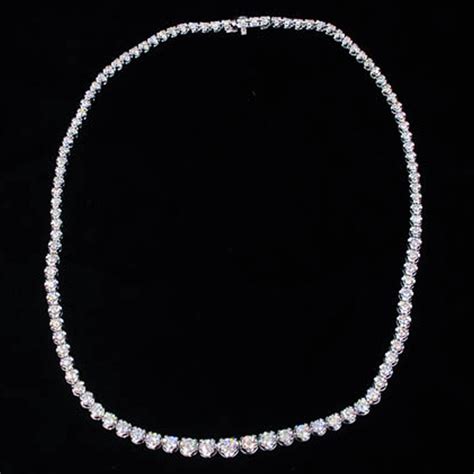 Sold Price 17 18k White Gold Diamond Riviera Necklace Consisting Of