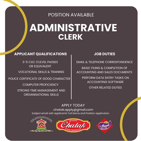 Administrative Clerk Wanted