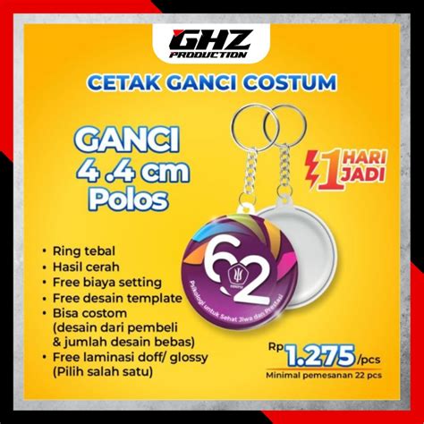 Jual Cetak Gantungan Kunci Pin Ukuran 44 Murah Cepat Putih Custom Pin