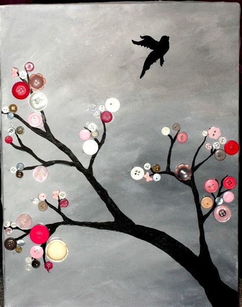 Button Tree Acrylic Painted On Canvas 12x16 Inches 4500 Via Etsy