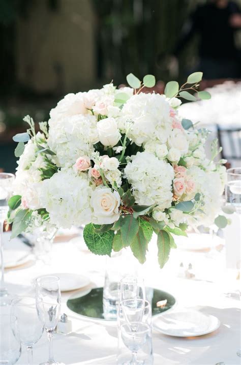 Weddings Flower Arrangements White Rose And Hydrangea Centerpiece