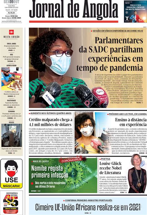 Jornal De Angola Sexta 09 De Outubro De 2020