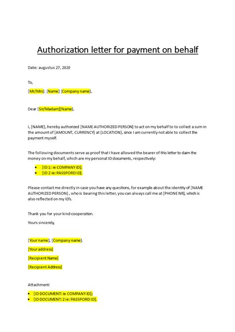Authorization Letter To Get Salary