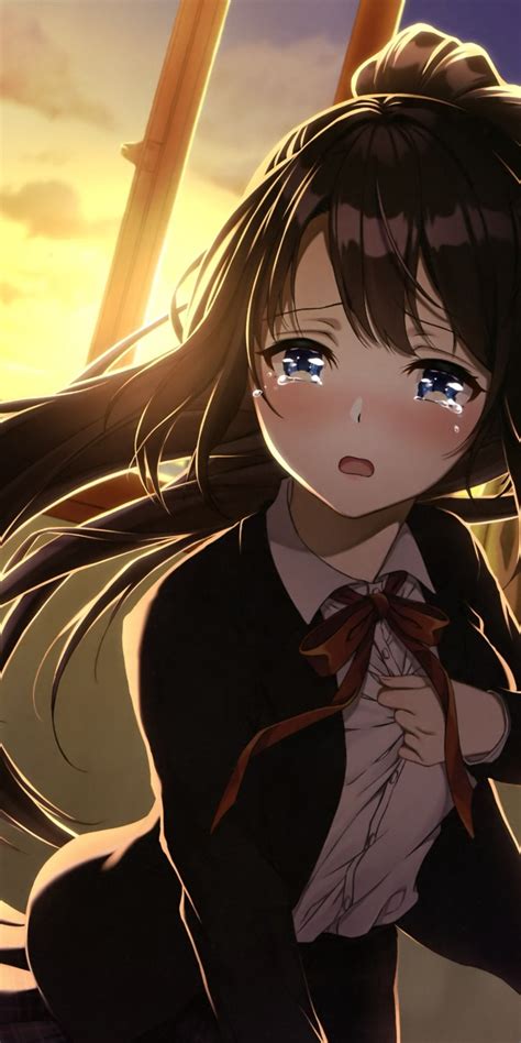 Find the best sad anime wallpapers on getwallpapers. Download 1080x2160 Anime Girl, Crying, Classroom, Sad Face, Brown Hair, School Uniform, Sunset ...