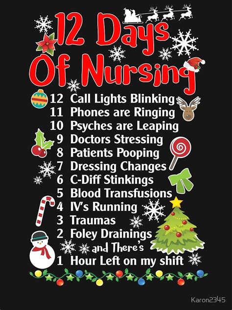 12 Days Of Nursing Funny Christmas Nurse Shirt Slim Fit T Shirt With Images Christmas