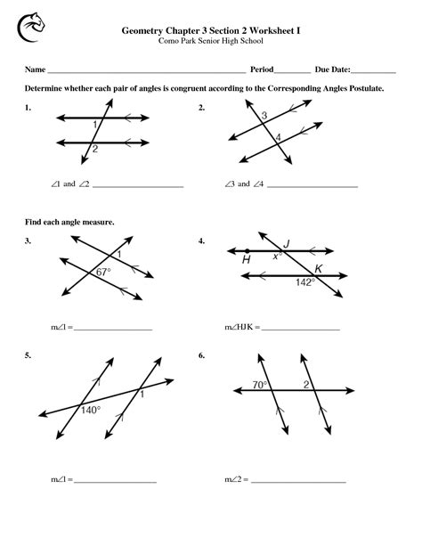 Angles In Parallel Lines Worksheet