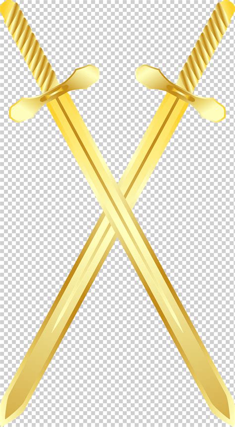 Two Swords In Cross Position Illustration Sword Euclidean Computer File Painted Gold Sword